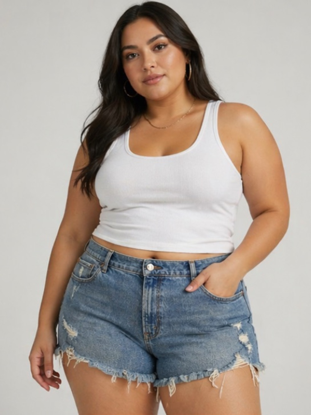 Abercrombie & Fitch White Ribbed Scoop Crop Tank